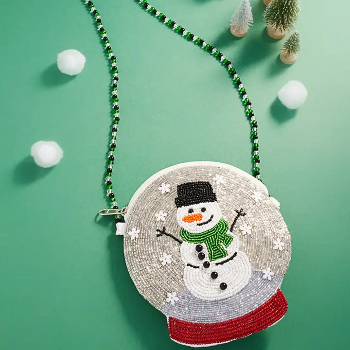 BEADED SNOWMAN COIN PURSE