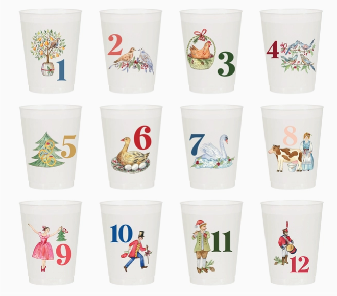 12 DAYS OF CHRISTMAS FROSTED CUPS